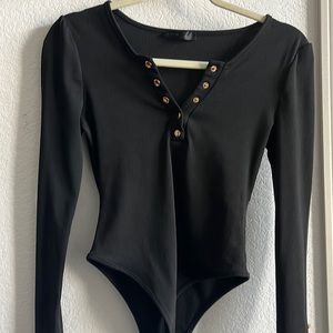 Black V-neck body suit